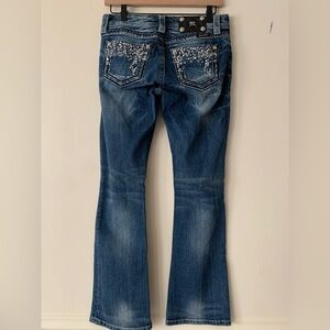 Miss Me Embellished Sequin /Rhinestone Easy Boot Cut Low Rise Jeans 26